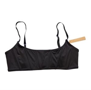SKIMS Onyx Recycled Corset Bikini Bra Top Swimwear Onyx Black Large NWT